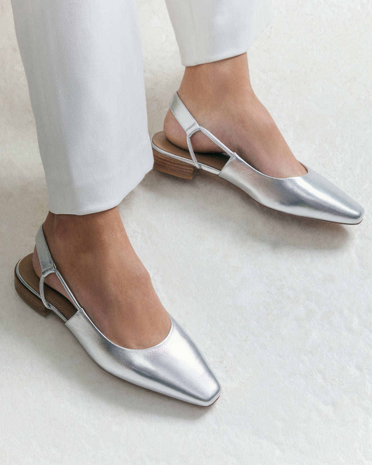 LARISSA DRESS FLATS SILVER LEATHER