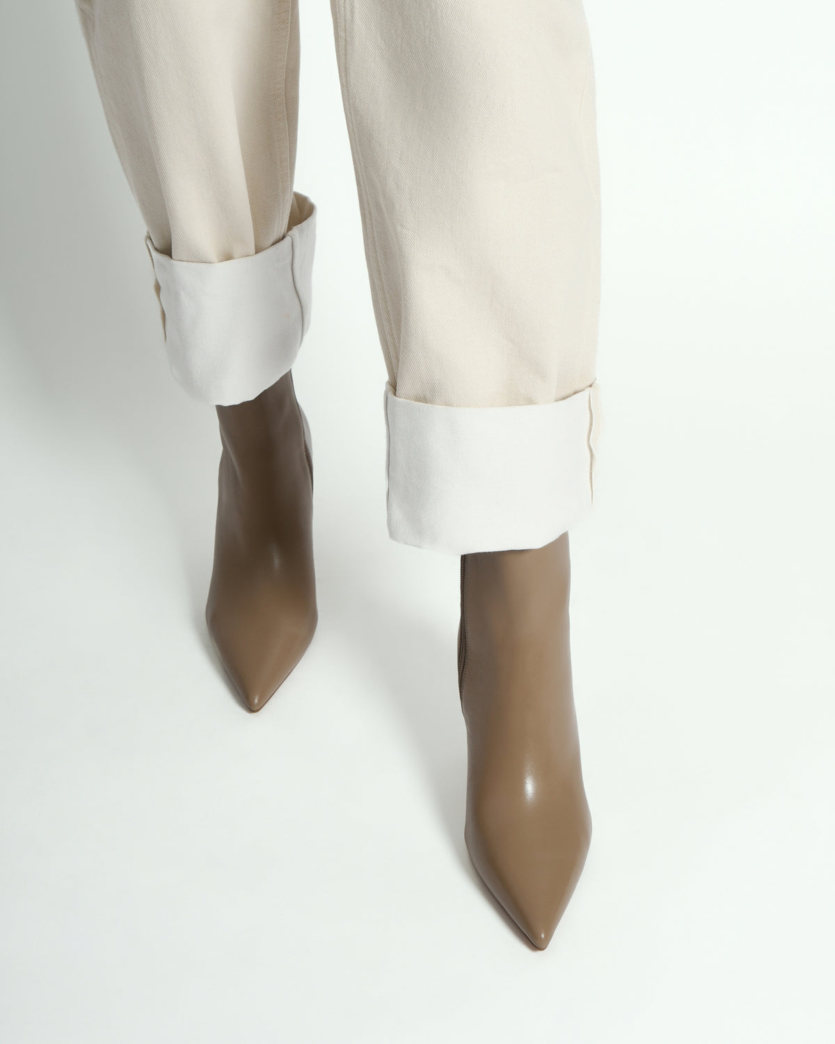 LOTTIE HIGH ANKLE BOOTS TAUPE LEATHER