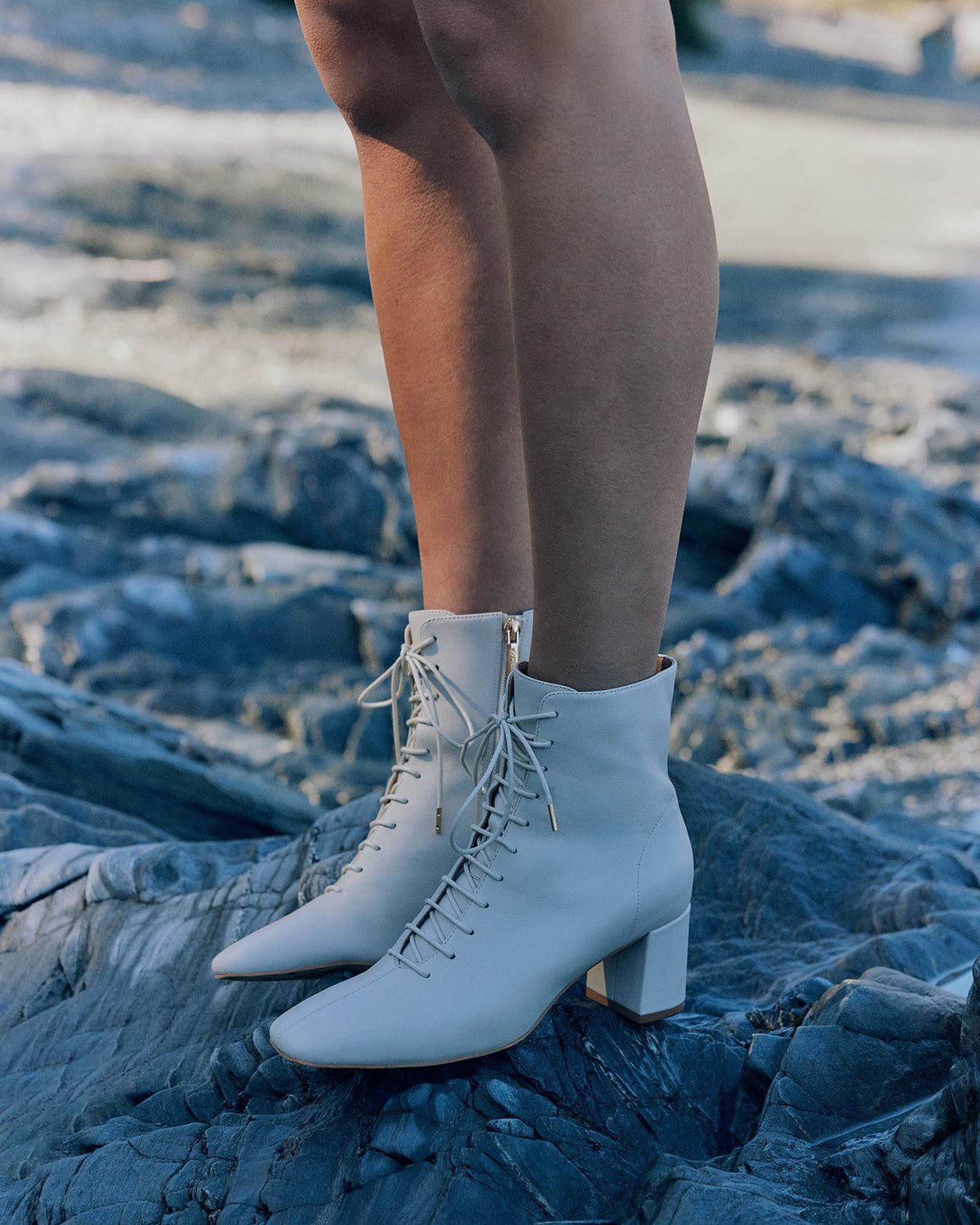 CORA MID ANKLE BOOTS OFF WHITE LEATHER