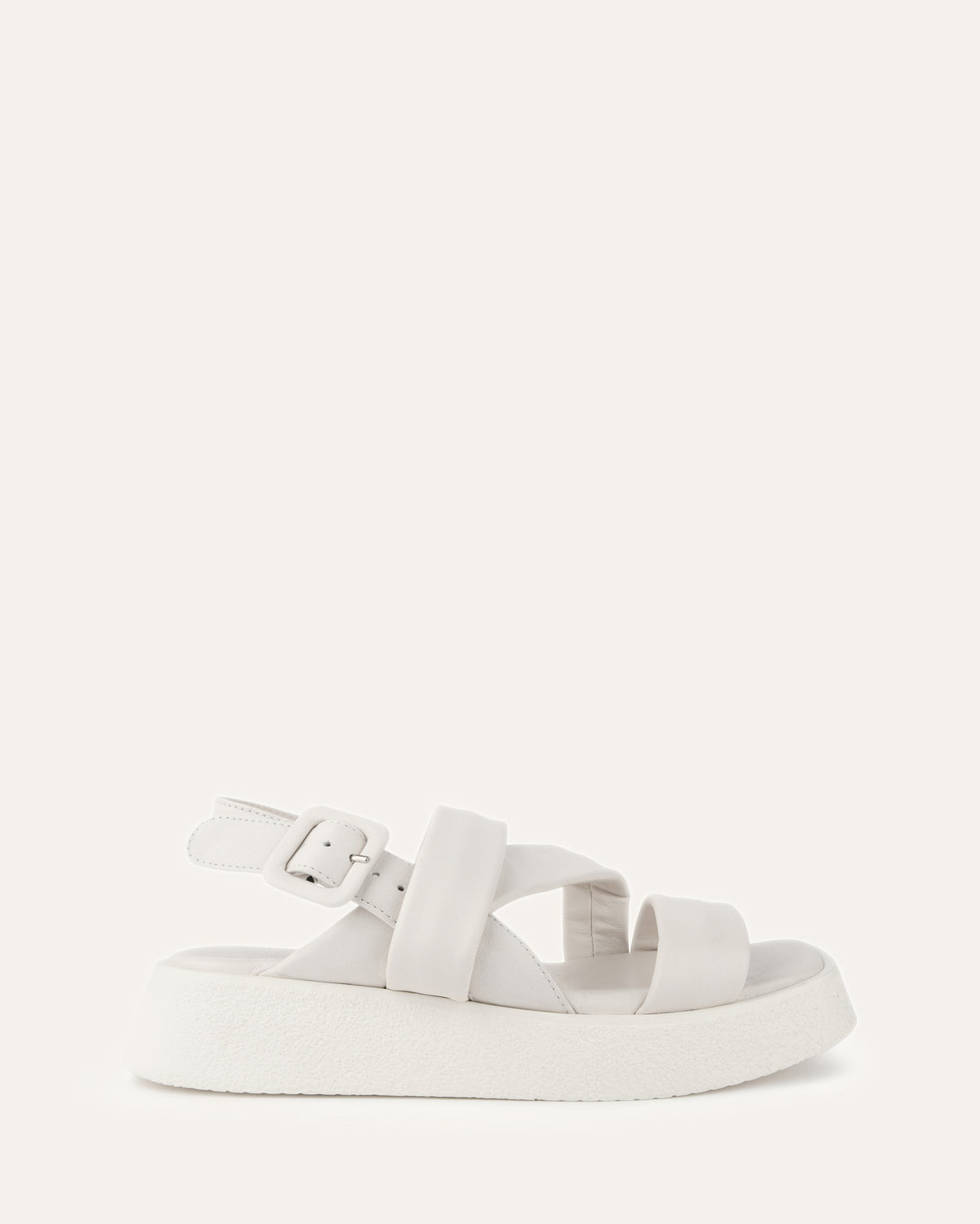 ZIA FLAT SANDALS WHITE LEATHER