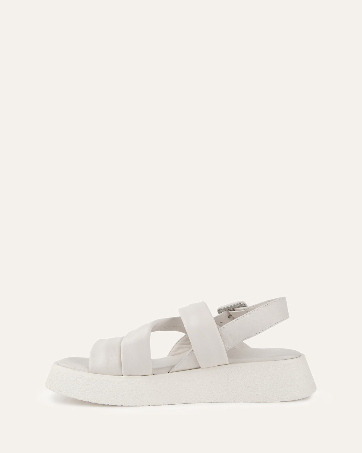 ZIA FLAT SANDALS WHITE LEATHER