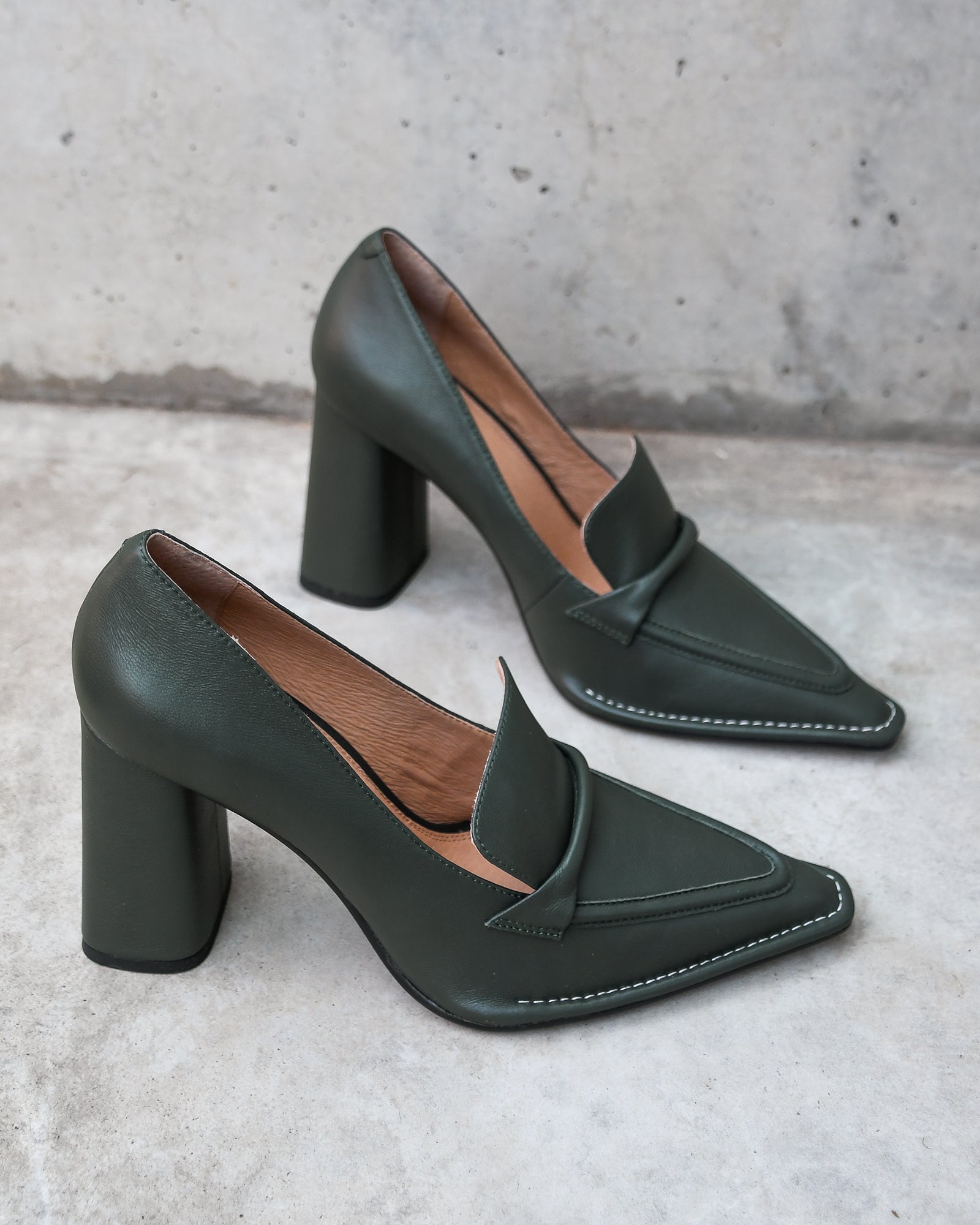 Dark Green Fancy Court Shoes 087091 – Heels Shoes